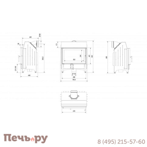 Каминная топка Kratki Zibi (керамич. футеровка) фото 9