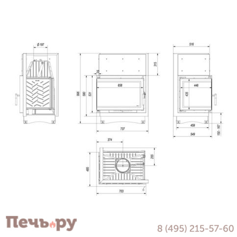 Каминная топка Kratki Zuzia/Eco/L/BS/Deco фото 7