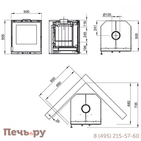 Каминная топка La Nordica Inserto 50 Crystal Ventilato фото 6