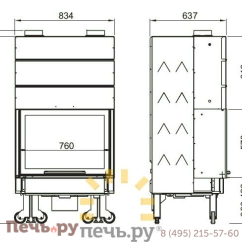 Каминная топка La Nordica Monoblocco 750 FLAT - CAST IRON фото 3