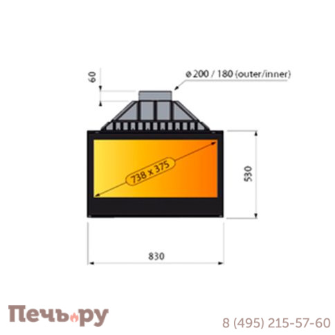 Каминная топка Liseo Castiron LCI 9 GDF CL двухсторонняя фото 3