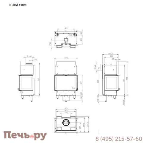 Каминная топка Nordpeis N-21U (черная) фото 3