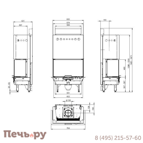 Каминная топка Nordpeis Q-34UL IR фото 3
