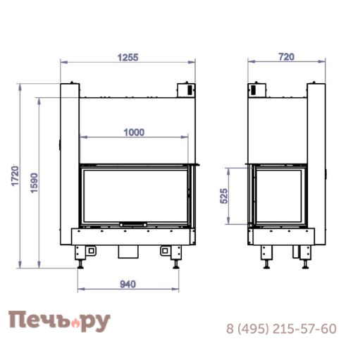 Каминная топка Stav  CFR 1000 (правый) фото 5