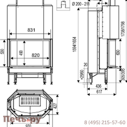Каминная топка Supra Cristal 411 B N фото 3