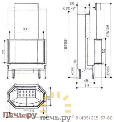 Каминная топка Supra Cristal II 431 B pack B фото 5