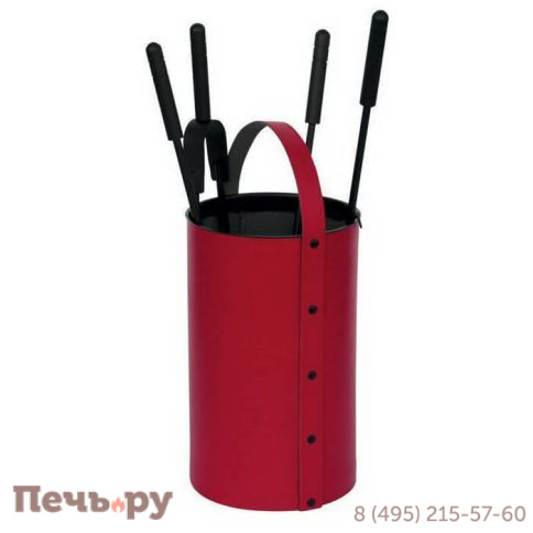 Каминный набор Comex 50.240R Ecopelle rosso 4 Accessori H.62 фото