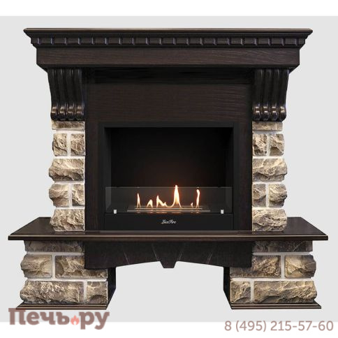 Каминный портал Lux Fire МДФ Кавказ 1210 с биокамином Фаер Бокс 1-25.5 фото