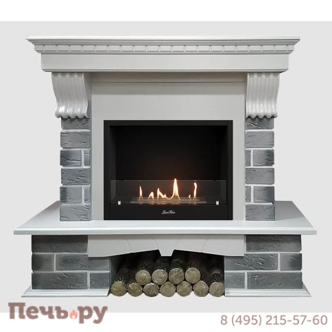 Каминный портал Lux Fire МДФ Кения 1210 с биокамином Фаер Бокс 1-25.5 фото