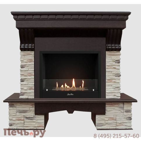 Каминный портал Lux Fire МДФ Куршавель 1210 с биокамином Фаер Бокс 1-25.5 фото