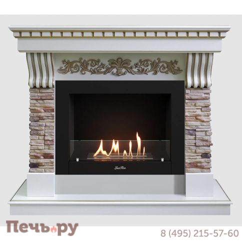 Каминный портал Lux Fire МДФ Марсель Люкс 1100 с биокамином Фаер Бокс 2-25.5 фото