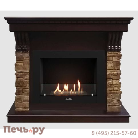 Каминный портал Lux Fire МДФ Монреаль 1100 с биокамином Фаер Бокс 2-25.5 (венге) фото
