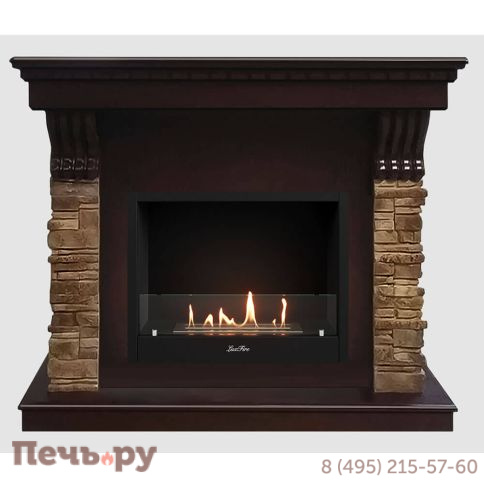 Каминный портал Lux Fire МДФ Монреаль 1200 с биокамином Фаер Бокс 1-30 (венге) фото