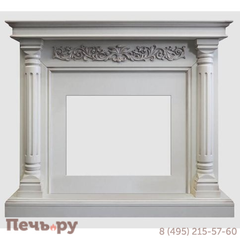 Каминный портал Lux Fire МДФ Валенсия Люкс 1250 с биокамином  Фаер  Бокс 1 - 30 (белый) фото 2