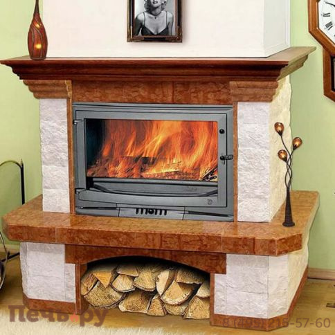 Каминный портал Promet Агнесса (Rosso Verona полированный и колотый Crema Nova) фото