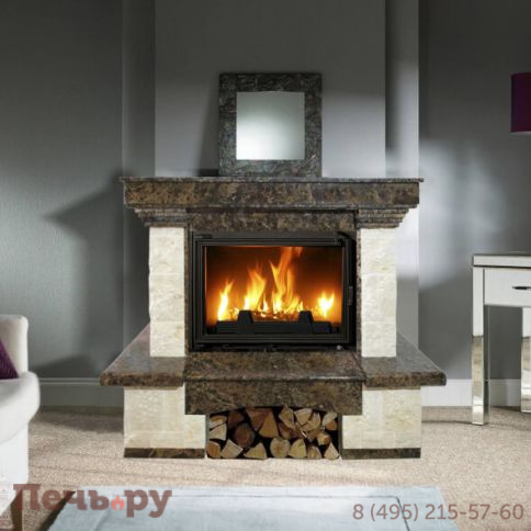 Каминный портал Promet Сара (Imperadore Dark и Crema Nova колотый) фото