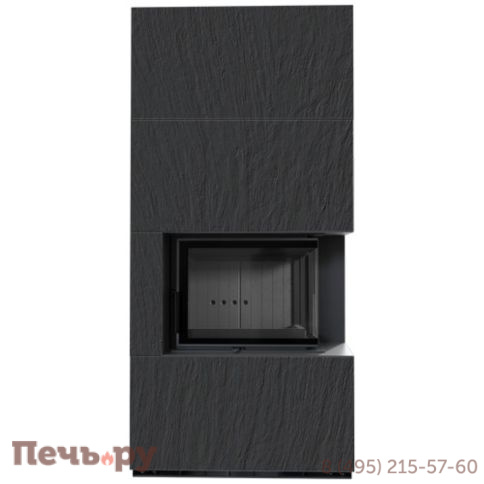 Каминокомплект Kratki Pro Floki в облицовке Naturali Ardesia Nero a Spacco, угловое стекло справа фото 4