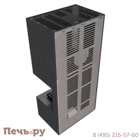 Каминокомплект Kratki Pro Floki в облицовке Naturali Ardesia Nero a Spacco, угловое стекло справа фото 6