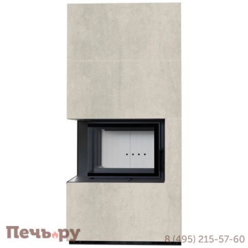 Каминокомплект Kratki Pro Floki в облицовке Naturali Pietra di Savoia Perla Bocciardata, угловое стекло слева фото 4