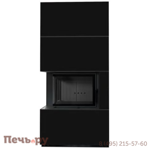 Каминокомплект Kratki Pro Floki в облицовке Nero Assoluto, угловое стекло слева фото 5