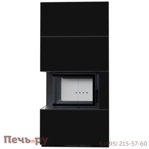 Каминокомплект Kratki Pro Floki в облицовке Nero Assoluto, угловое стекло слева фото 6