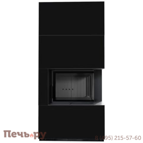 Каминокомплект Kratki Pro Floki в облицовке Nero Assoluto, угловое стекло справа фото 5