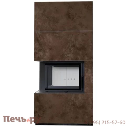 Каминокомплект Kratki Pro Floki в облицовке Oxide Moro, угловое стекло слева фото 4