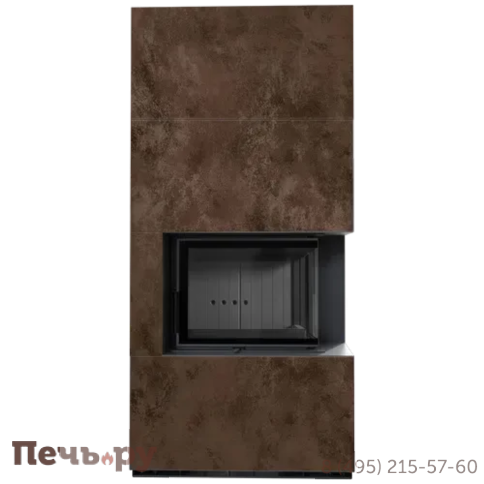 Каминокомплект Kratki Pro Floki в облицовке Oxide Moro, угловое стекло справа фото 5