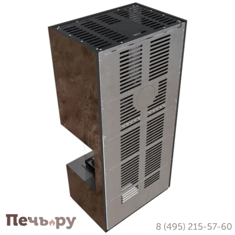 Каминокомплект Kratki Pro Floki в облицовке Oxide Moro, угловое стекло справа фото 6