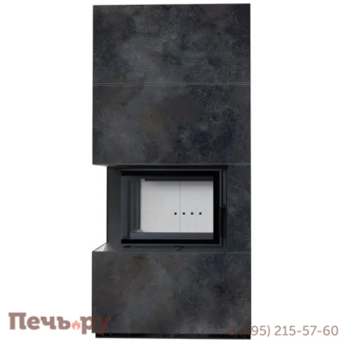 Каминокомплект Kratki Pro Floki в облицовке Oxide Nero, угловое стекло слева фото 4