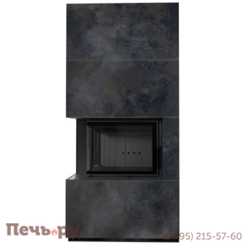 Каминокомплект Kratki Pro Floki в облицовке Oxide Nero, угловое стекло слева фото 5