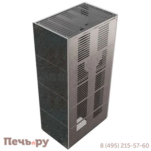 Каминокомплект Kratki Pro Floki в облицовке Oxide Nero, угловое стекло слева фото 6