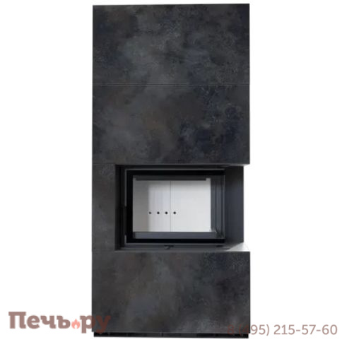 Каминокомплект Kratki Pro Floki в облицовке Oxide Nero, угловое стекло справа фото 5