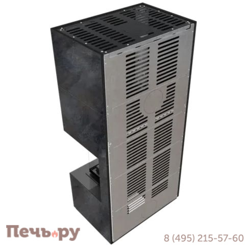 Каминокомплект Kratki Pro Floki в облицовке Oxide Nero, угловое стекло справа фото 6