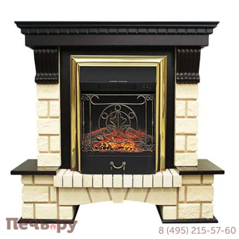 Каминокомплект Royal Flame Pierre Luxe шампань с очагом Majestic FX/ Fobos FX фото