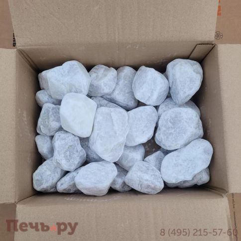 Камни для бани Bas Кварц супер белый шлифованный крепкий окатыш 4-7 см (коробка 20кг) фото