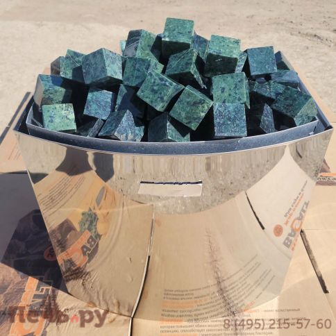 Камни для бани Bas Нефрит кубики 4х4 см (ведро 10кг) фото