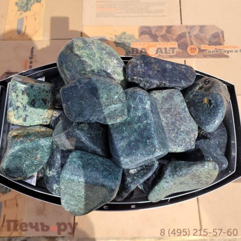 Камни для бани Bas Нефрит шлифованный 7-14 см (ведро 10кг) фото