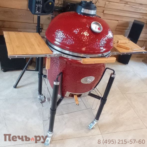 Керамический гриль Monolith Classic Pro serie 2.0 Red с боковыми столиками и подставкой фото 5