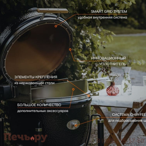 Керамический гриль Monolith Junior Red Pro 2.0 на ножках фото 16