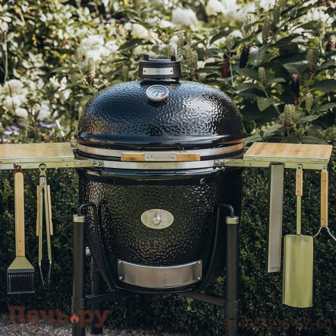 Керамический гриль Monolith Lechef Pro Series 2.0 Black с боковыми столиками и подставкой фото 10