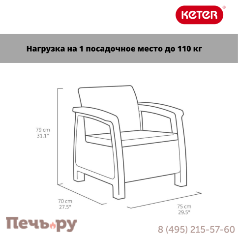 Комплект кресел Gardeck Корфу Дуо (Corfu Duo) графит (производство Россия) фото 5