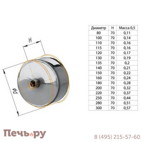 Конденсатоотвод Феррум для трубы 150мм (AISI 430 0,5 мм) Уцененный фото 2