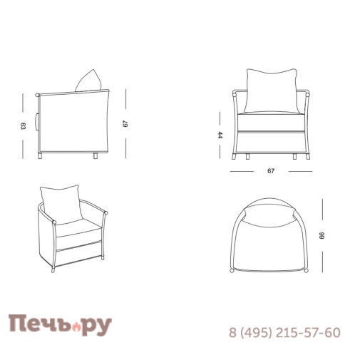 Кресло плетеное с подушками DFN Vega фото 7