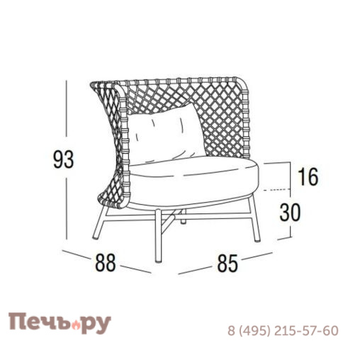Кресло плетеное с подушками Robertirattan Charme ROB/4381/81CUх1 фото 7