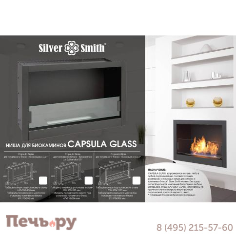 Ниша для камина Silver Smith Capsula под кассету Lux Glass фото 2