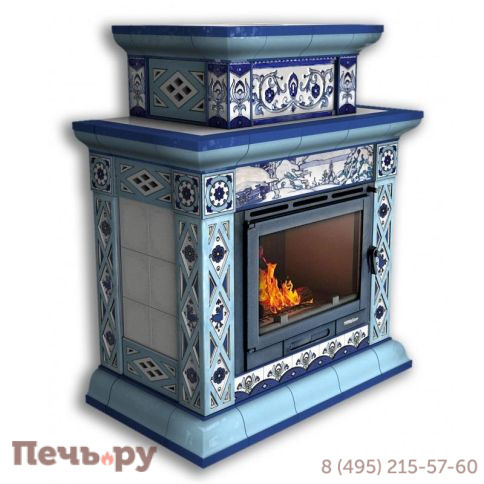 Облицовка камина КимрПечь Билибин центральный-двухъярусный художественный фото