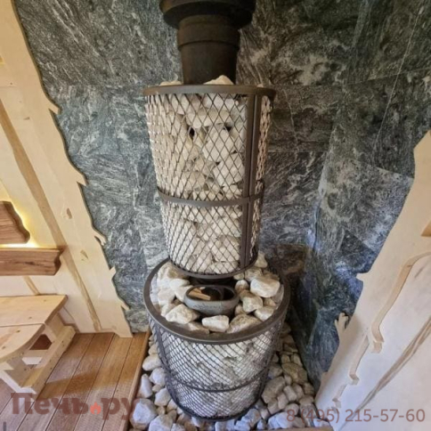 Печь банная Прометалл Атмосфера L КТТ сетка нержавейка фото 17