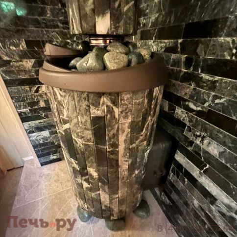 Печь банная Прометалл Атмосфера L в облицовке наборные ламели фото 24