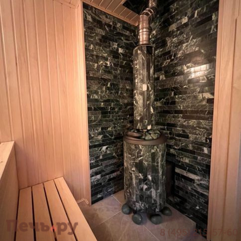 Печь банная Прометалл Атмосфера L в облицовке наборные ламели фото 27